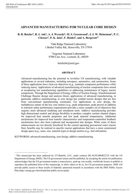 (PDF) ADVANCED MANUFACTURING FOR NUCLEAR CORE DESIGN