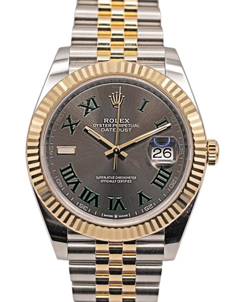 Rolex Datejust 41 126333 Wimbledon Dial Two Tone Yellow Gold Stainless ...