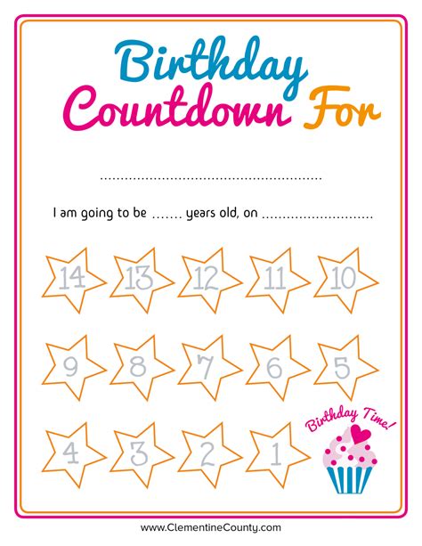 Birthday Countdown Calendar Printable