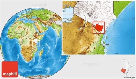 Physical Location Map of TAITA TAVETA, highlighted country