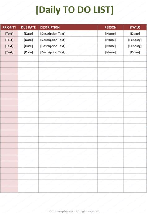 Task Spreadsheet Template — excelxo.com