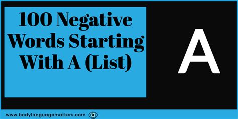 100 Negative Words Starting With A (List)