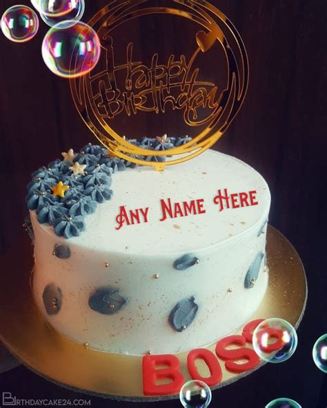 Happy Birthday Cake For Boss With Name Generator