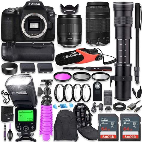 Canon EOS 90D DSLR Camera Kit with Canon 18-135mm & 75-300mm Lenses ...