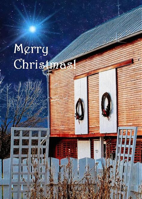 Merry Christmas Card featuring Christmas Barn Art Photograph by David ...