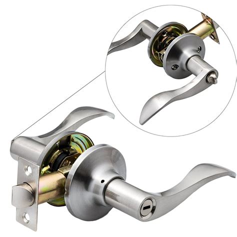 1 Lock/PK Stainless Steel Entry Door Lock Privacy Lever door handle ...