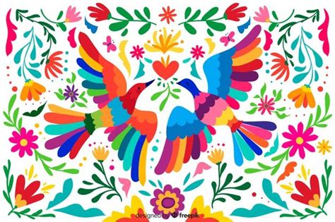 Premium Vector | Flat embroidery mexican floral background | Dibujos ...