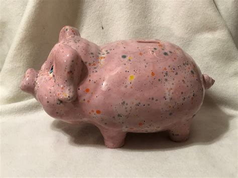 Pink Glazed Ceramic Piggy Bank