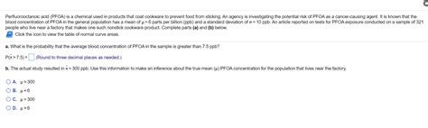 Solved Perfluorooctanoic acid (PFOA) is a chemical used in | Chegg.com