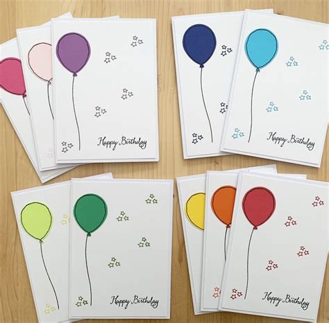 10 Handmade Birthday Cards. Balloon Birthday Card Set. | Etsy ...