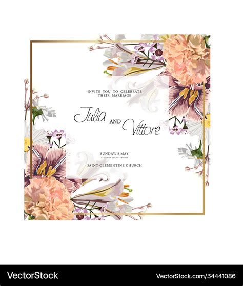 Floral wedding invitation card template design Vector Image