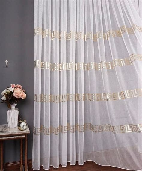 Versage Luxury White Sheer Curtain Custom White and Gold - Etsy | White ...