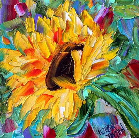 Sunflower painting, sunflower art, flower art, original oil palette ...