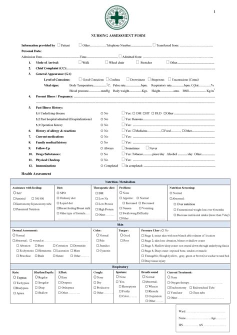 Nursing Head To Toe Assessment Form