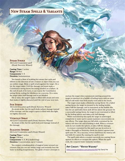 Steam Hydromancies — DND Unleashed: A Homebrew Expansion for 5th ...