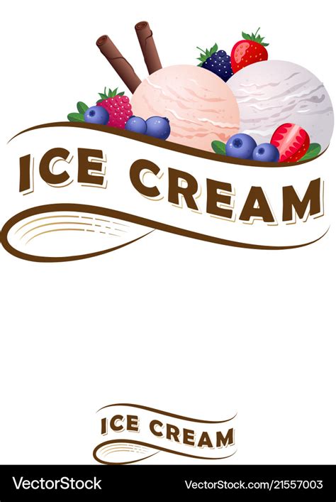 Ice cream logo ribbon berries Royalty Free Vector Image