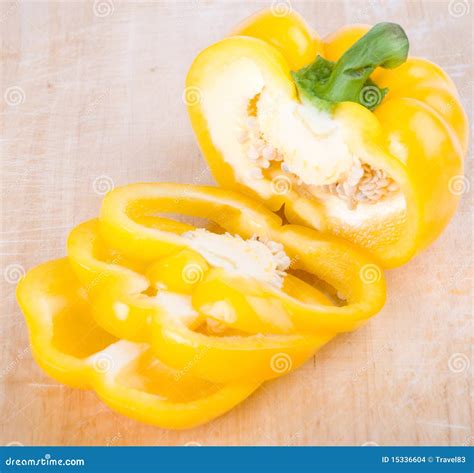 Slices of Fresh Yellow Pepper Stock Photo - Image of bell, sliced: 15336604