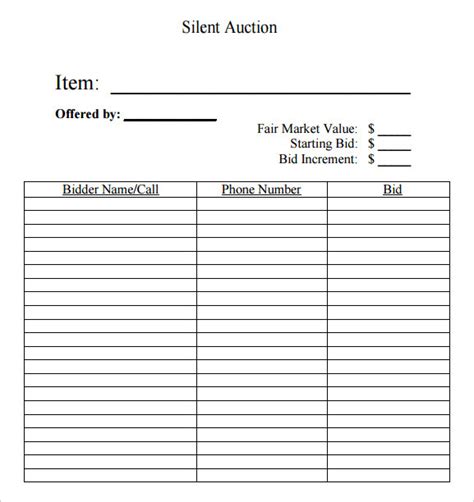 FREE 21+ Sample Silent Auction Bid Sheet Templates in MS Word | PDF