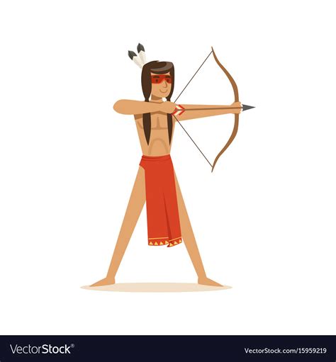 Native american indian shooting a bow and arrow Vector Image