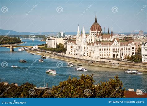 Budapest Parliament on Danube River Stock Image - Image of landmark ...