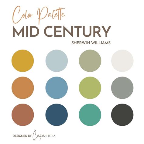 Mid Century Modern Color Palette Sherwin Williams Interior - Etsy