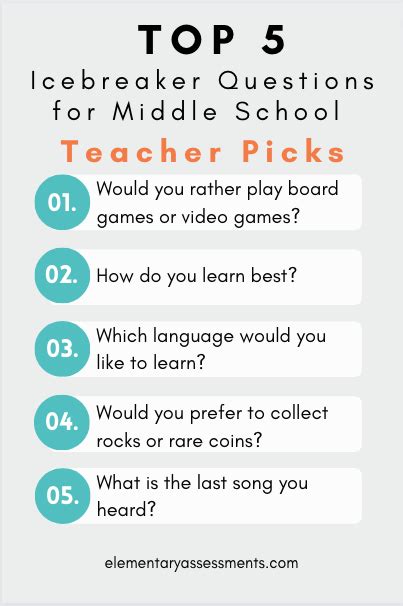 101 Cool Icebreaker Questions for Middle School Students