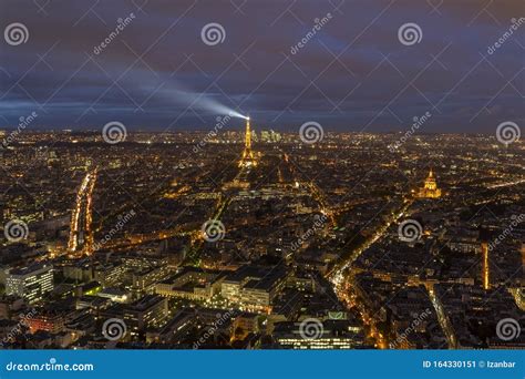 Paris Night View Aerial Panorama Editorial Photo - Image of city ...