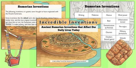 Ancient Sumerian Inventions Activity PowerPoint - ancient sumer