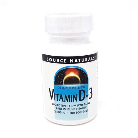 Source Naturals - Vitamin D3 2000 IU - 100 Softgels - Walmart.com ...