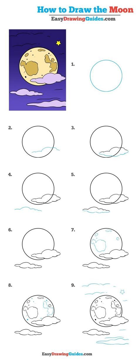 Learn How to Draw Moon: Easy Step-by-Step Drawing Tutorial for Kids and ...