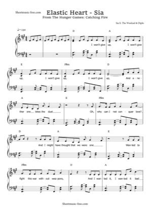 Elastic Heart Sheet - Sia Free Piano Sheet Music PDF