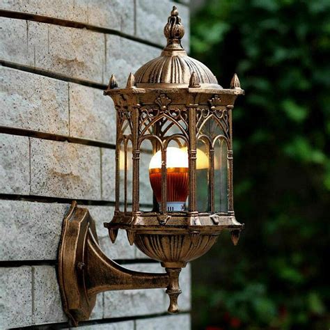 Outdoor Lamp Retro Exterior Wall Light Fixture Shade Lantern Sconce ...