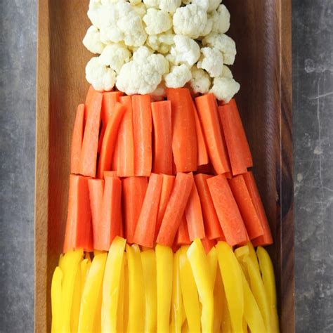 Candy Corn Halloween Veggie Tray | High Heels and Grills