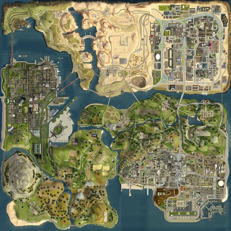 map illustration Grand Theft Auto #map Grand Theft Auto San Andreas #5K ...