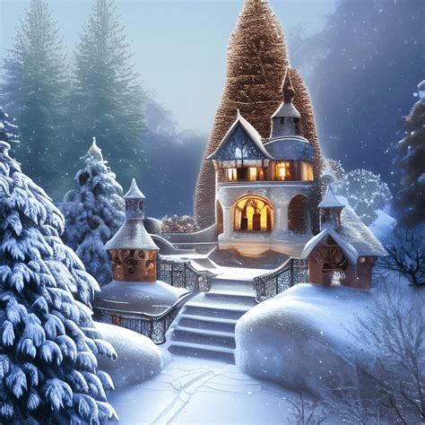 Winter Wonderland Castle in a Snowy Fantasy Forest · Creative Fabrica