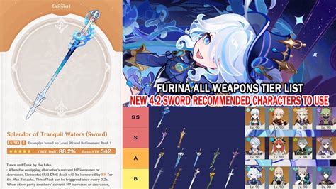 Furina All Weapons Tier List - 4.2 Splendor of Tranquil Waters ...