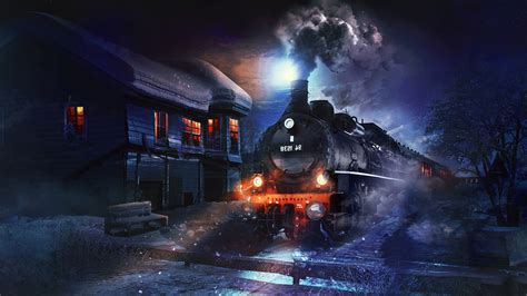 fantasy Art, Artwork, Digital Art, Steam Locomotive, Train, House ...