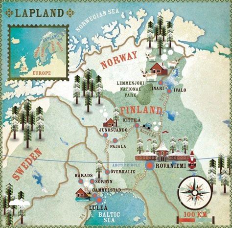 Really like this style - Scandinavia map | Illustrated map, Lapland ...