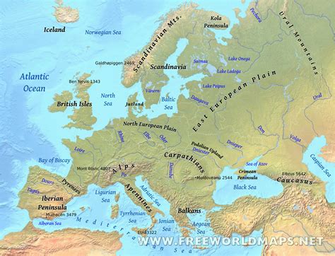 Physical Map Of Europe Mountains | secretmuseum