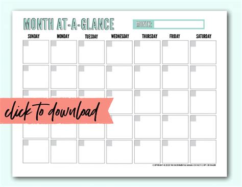 Printable Blank Monthly Calendar Pdf