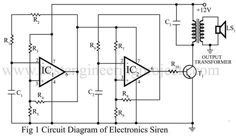 Electronic Siren using op-amp 741 IC