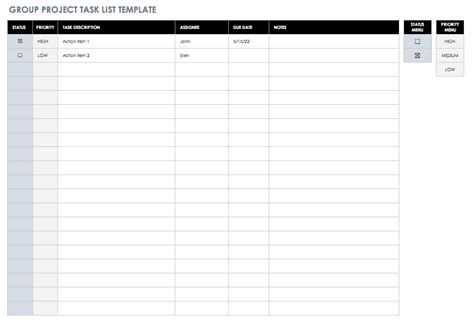 Google Sheets Task List Template | Master Template