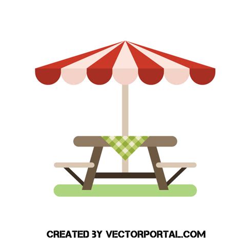 Picnic table with umbrella clip art Royalty Free Stock SVG Vector and ...