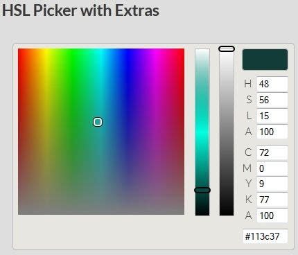 A Truly Scaleable RGB, HEX, HSL & CMYK Color Picker