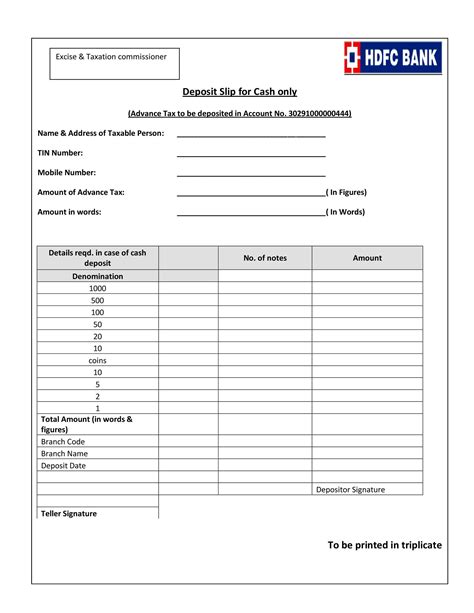 Free Blank Deposit Slip Printable - Blank Printable