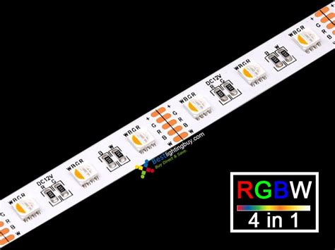 4-in-1 (Quad Chip) RGBW Flexible LED Strip, 60 LED/M, 12V/24V, 5M/Reel