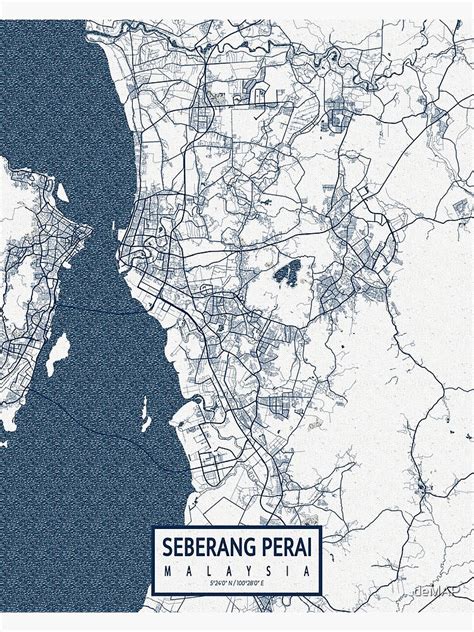 "Seberang Perai City Map of Malaysia - Coastal" Poster by deMAP ...