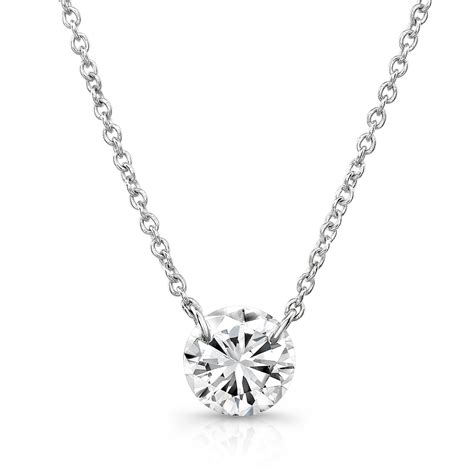 Dancing Diamond Solitaire Necklace - 1/3ct Diamond Pendant with NO Prongs