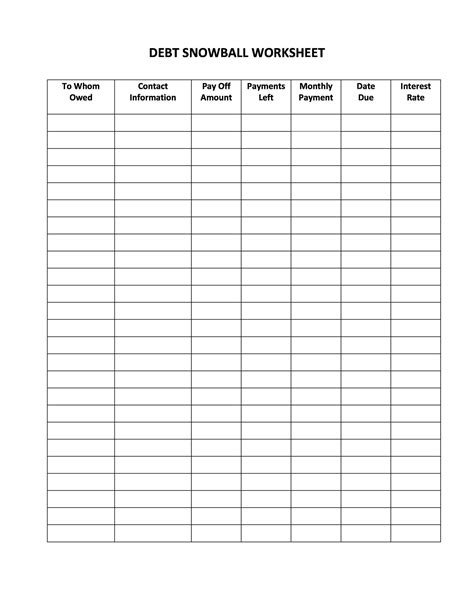 Free Debt Snowball Worksheet Excel Download