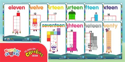 👉 Numberblocks 11-20 Words Display Posters